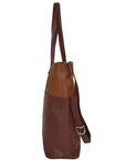 Chocolate And Camel Two Tone Leather Tote