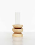 Short Wooden Totem Vase with Glass Tube