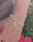 Travel Safe Outline Compass Silver Charm