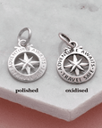 Travel Safe Outline Compass Silver Charm