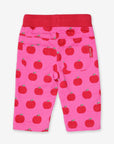 Premium baby apple print cotton pants, stylish Toby Tiger design, soft jersey lining, comfy elastic waistband, trendy colorful trim by Toby Tiger at brixbailey.com