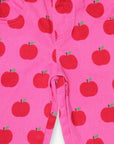 Premium baby apple print cotton pants, stylish Toby Tiger design, soft jersey lining, comfy elastic waistband, trending unisex organic by Toby Tiger at brixbailey.com