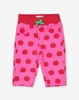 Trendy apple print baby pants, premium 100% cotton, stylish elastic waistband, cozy jersey lining, Toby Tiger design, best-selling organic cotton by Toby Tiger at brixbailey.com