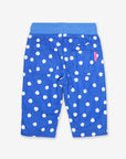Sweet Baby Corduroy Pants in Blue with White Dots, Soft Cotton Jersey Lined, Elastic Waistband, Eco-Friendly Dye, Machine Washable by Toby Tiger at brixbailey.com
