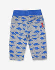 Premium baby cotton pants with playful dinosaur print, soft elastic waistband, cozy jersey lining, machine washable by Toby Tiger at brixbailey.com