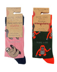 Bamboo Sock Bundle Set of 2 with Orangutan and Sloth Design