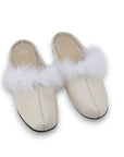 Champagne Leather Wedge Slippers for Women