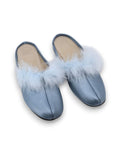 Trinity leather women’s slippers – Light blue