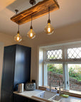 Triple Wooden Beam Chandelier - Norwegian Spruce Cluster Pendant Light