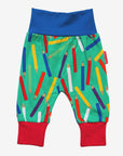 Premium kids yoga pants with artistic print, colorful organic cotton, comfortable ankle cuffs, best-selling stylish design by Toby Tiger at brixbailey.com