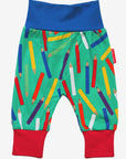 Premium kids yoga pants with artistic print, colorful organic cotton, comfortable elastic waistband, best-selling trendy design by Toby Tiger at brixbailey.com