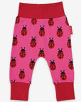 Premium Pink Ladybug Print Baby Pants with Comfortable Elastic Waistband and Cuffs, Sustainable GOTS Certified Organic Cotton by Toby Tiger at brixbailey.com