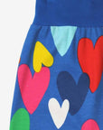 Fun Colorful Kids Yoga Pants with Heart Print, Comfortable Waist and Ankle Support, 100% Organic Cotton, Eco-Friendly Dyes by Toby Tiger at brixbailey.com
