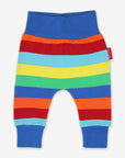 Premium organic cotton baby yoga pants with timeless multi-stripes, super soft and comfortable, GOTS certified, elastic waist and ankle bands by Toby Tiger at brixbailey.com