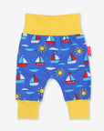 Stylish Baby Yoga Pants in Soft Organic Cotton with Sailboat Print, Elastic Waistband for Comfort by Toby Tiger at brixbailey.com
