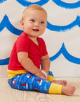Stylish Baby Yoga Pants in Soft Organic Cotton with Sailboat Print, Elastic Waistband, Eco-Friendly Dye, Machine Washable by Toby Tiger at brixbailey.com