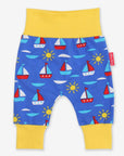 Stylish Baby Yoga Pants in Soft Organic Cotton with Sailboat Print, Comfortable Elastic Waistband, GOTS Certified, Machine Washable by Toby Tiger at brixbailey.com