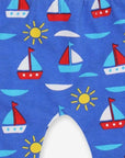 Stylish Organic Cotton Baby Yoga Pants with Sailboat Print, Comfortable Elastic Waistband, GOTS Certified, Machine Washable by Toby Tiger at brixbailey.com