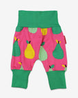 Comfy Pear Print Lounge Pants for Kids, Soft Organic Cotton Yoga Play Pajama with Colorful Cuffs by Toby Tiger at brixbailey.com