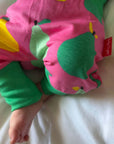 Comfy Pink Pear Print Lounge Pants for Kids, Soft Organic Cotton Yoga Play Pajama Pants by Toby Tiger at brixbailey.com