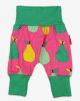 Comfy Pink Pear Print Yoga Pants for Kids, Soft Organic Cotton Playtime and Sleepwear with Green and Yellow Pears by Toby Tiger at brixbailey.com