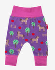 Premium Organic Cotton Kids Yoga Pants with Pink Trim and Horse Print, Soft Stretchy Comfort for Active Play, GOTS Certified Eco-Friendly by Toby Tiger at brixbailey.com