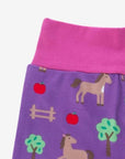 Premium Organic Kids Yoga Pants with Pink Trim and Horse Print - Soft GOTS-Certified Cotton, Comfortable Stretch Fit for Active Play by Toby Tiger at brixbailey.com