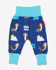 Stylish Organic Yoga Pants with Happy Parrot Print Featuring Sun, Clouds, and Waves for a Cool Look by Toby Tiger at brixbailey.com