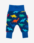 Vibrant Rainbow Dinosaur Print Organic Cotton Kids Yoga Pants with Comfortable Waist and Ankle Bands by Toby Tiger at brixbailey.com