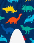 Vibrant Rainbow Dinosaur Print Organic Cotton Kids Yoga Pants with Comfortable Waist and Ankle Bands by Toby Tiger at brixbailey.com