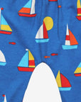 Premium kids yoga pants with sailboat print, soft organic cotton, red waistband, comfortable, stylish, GOTS certified by Toby Tiger at brixbailey.com