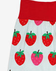Premium Organic Strawberry Print Yoga Pants for Kids in Light Blue, Soft GOTS Certified Cotton, Comfortable Waistband and Cuffs by Toby Tiger at brixbailey.com
