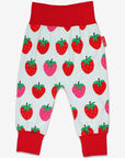 Premium Organic Strawberry Print Yoga Pants for Kids, Soft GOTS-Certified Cotton, Comfortable Waist and Ankle Cuffs by Toby Tiger at brixbailey.com