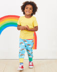 Trendy Rainbow Print Baby Pants in Soft Organic Cotton for Active Kids and Toddlers by Toby Tiger at brixbailey.com