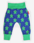 Premium baby pants with turtle applique, organic cotton, soft GOTS certified fabric, stylish neutral tones, comfortable elastic waistband by Toby Tiger at brixbailey.com