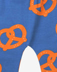 Stylish Dark Blue Yoga Pants with Pretzel Print for Kids, Comfortable Elastic Waist and Ankle Bands, Organic Cotton by Toby Tiger at brixbailey.com