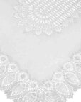 Luxury Tuscany bistro lace vinyl tablecloth, off white, elegant laser-cut crochet pattern, indoor outdoor square tablecloth by Ella James at brixbailey.com