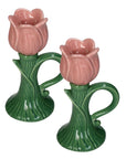 Tulip Glow Pink Candleholder- Set of 2