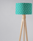 Turquoise and White Drum Lampshade, Architectural Line Design Shade for Table, Floor or Ceiling Pendant Light