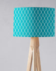 Turquoise Drum Lampshade, White Geometric Design Shade for Table, Floor or Ceiling Pendant Light