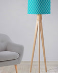 Turquoise Drum Lampshade, White Geometric Design Shade for Table, Floor or Ceiling Pendant Light