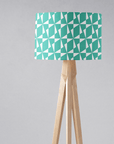 Turquoise Drum Lampshade, 1950s Retro Geometric Design Shade for Table, Floor or Ceiling Pendant Light