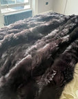 Luxury Dark Chocolate Tuscan Shearling Throw, premium handcrafted fur blanket, stylish sheepskin rug, best-selling sustainable home decor by Wildash London at brixbailey.com