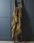 Polo Picnic Rug Cottage Vintage Checked Mustard/Brown/Blue with Leather Strap