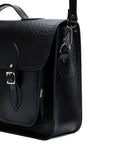 Twin Pocket Executive Handmade Leather Satchel - Black