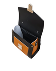 Handmade Leather Two Tone Sugarcube Handbag - Black & Burnt Orange