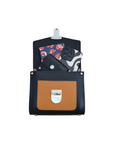 Handmade Leather Two Tone Sugarcube Handbag - Black & Burnt Orange
