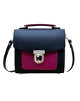 Handmade Leather Two Tone Sugarcube Handbag - Black & Magenta