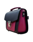Handmade Leather Two Tone Sugarcube Handbag - Black & Magenta