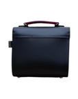 Handmade Leather Two Tone Sugarcube Handbag - Black & Magenta